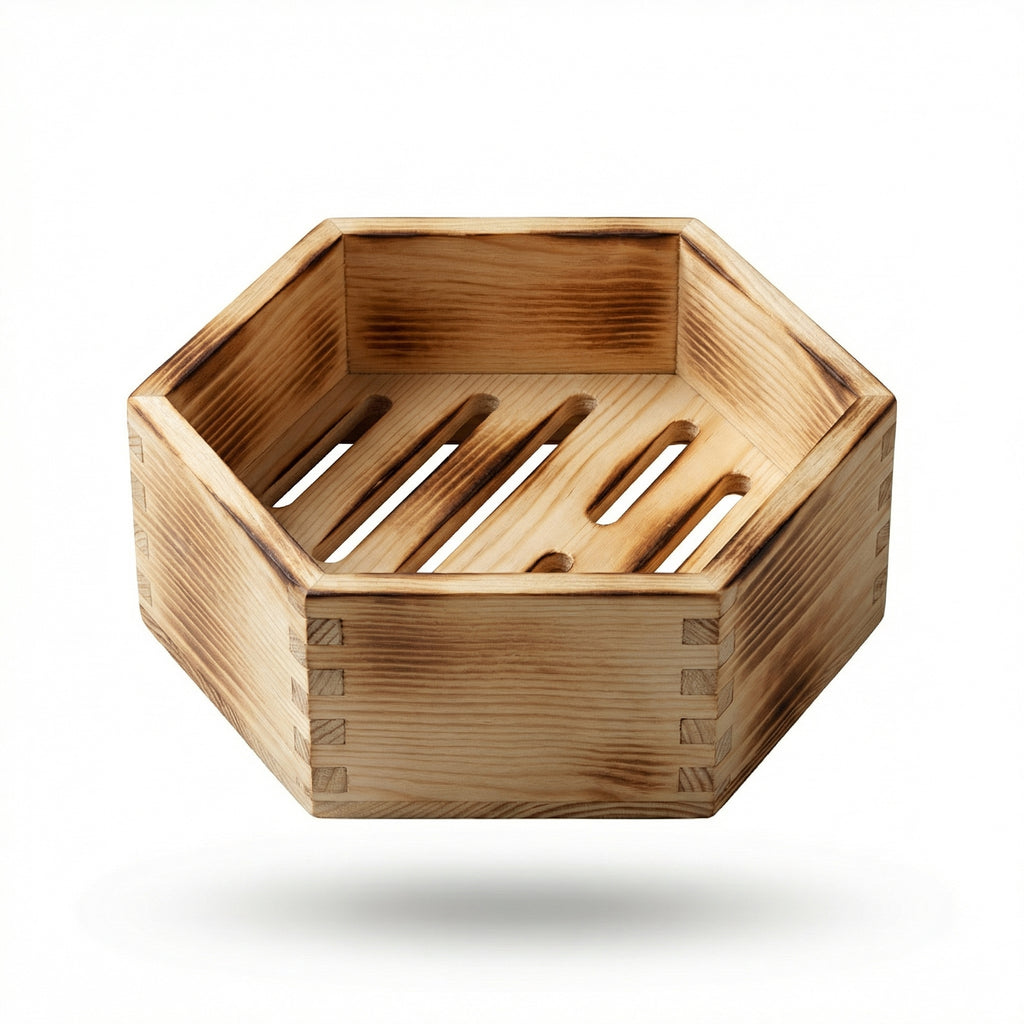 Rustic Hexagonal Carbonized Wooden Cage