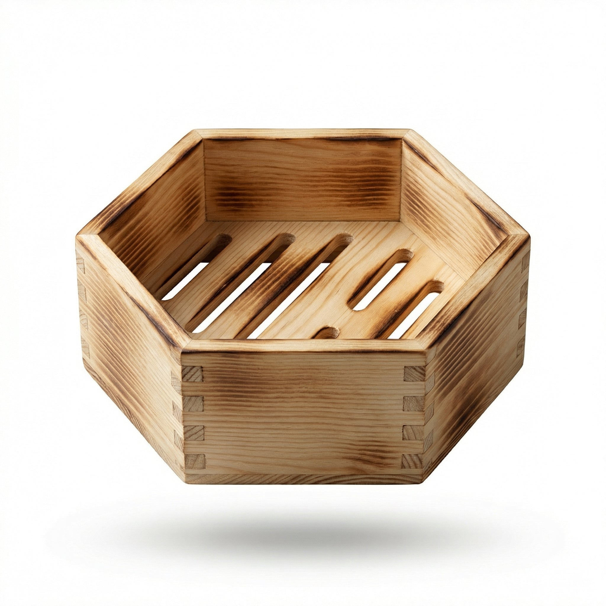 Rustic Hexagonal Carbonized Wooden Cage