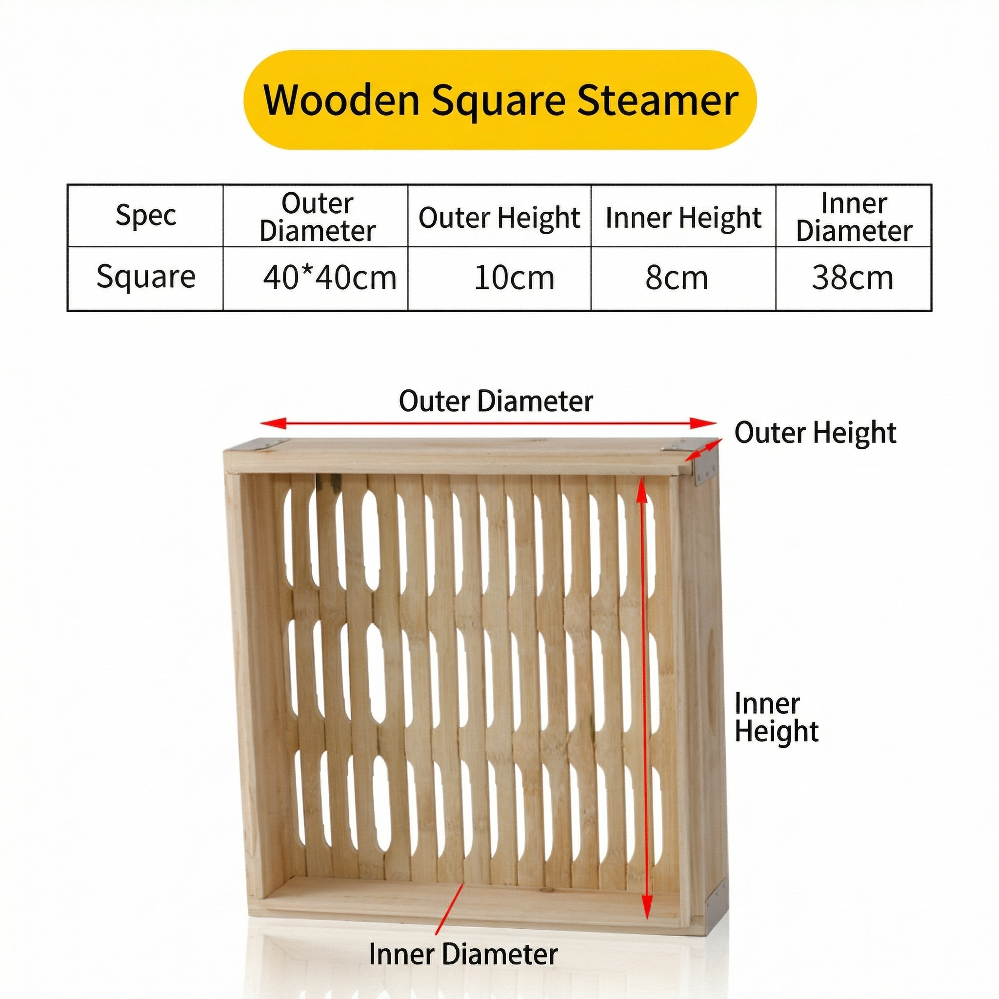 Large Square Wooden Dim Sum Steamer for Restaurant