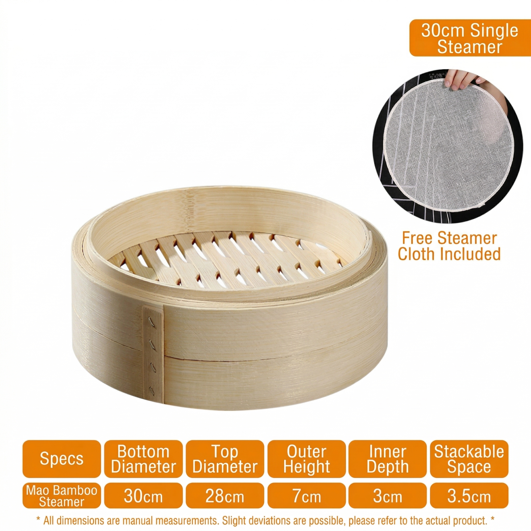 Handmade Bamboo Steamer Basket with Custom Logo Option