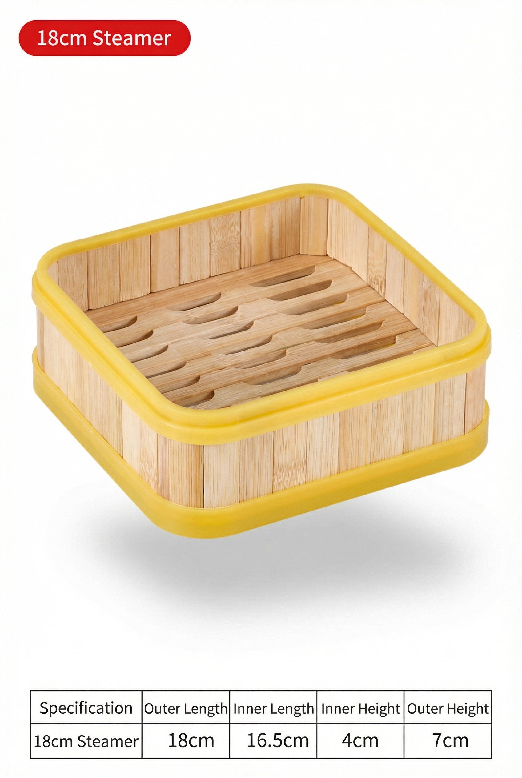 Authentic Chinese Square Bamboo Steamer with Plastic Border