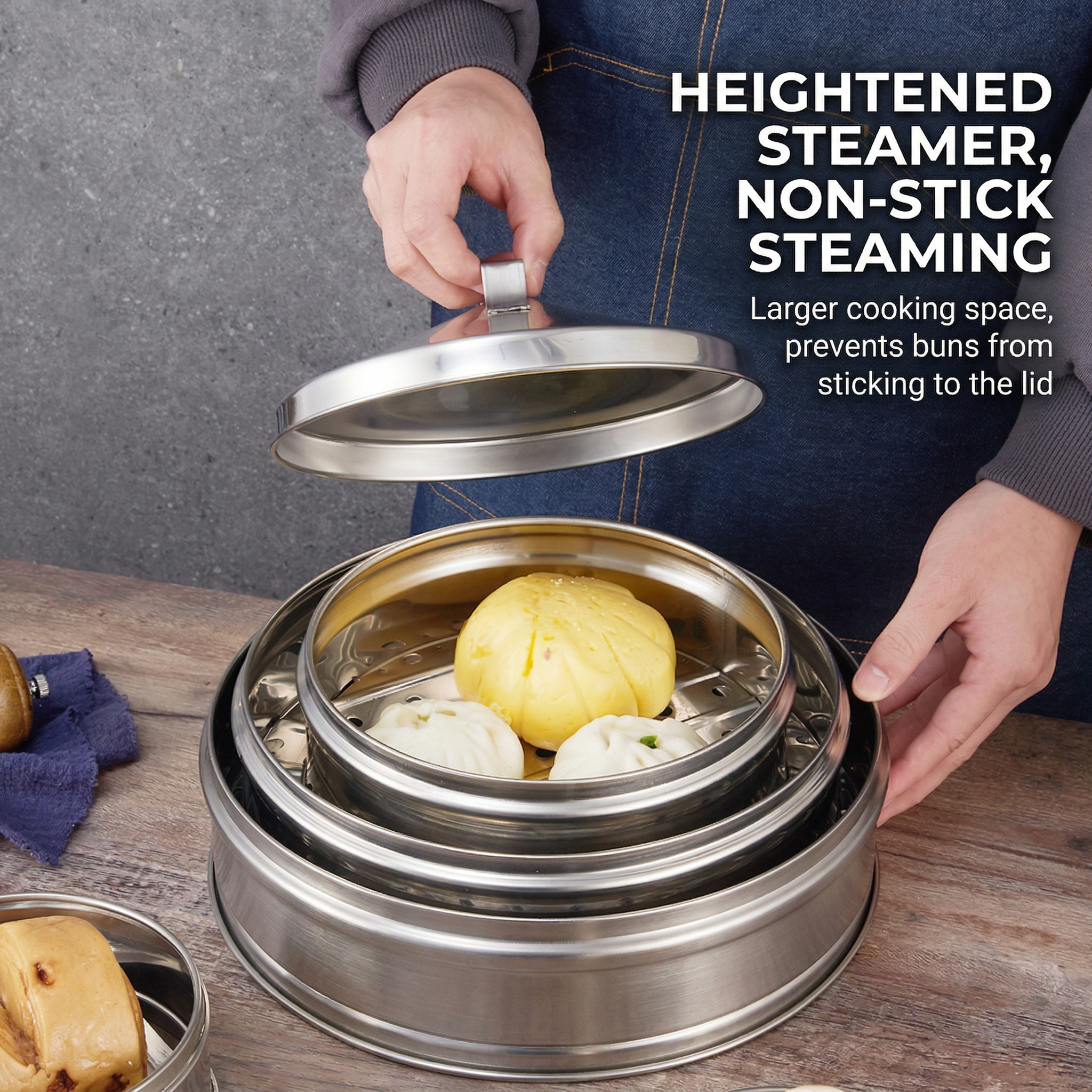 Chinese Style Stainless Steel Steamer Set