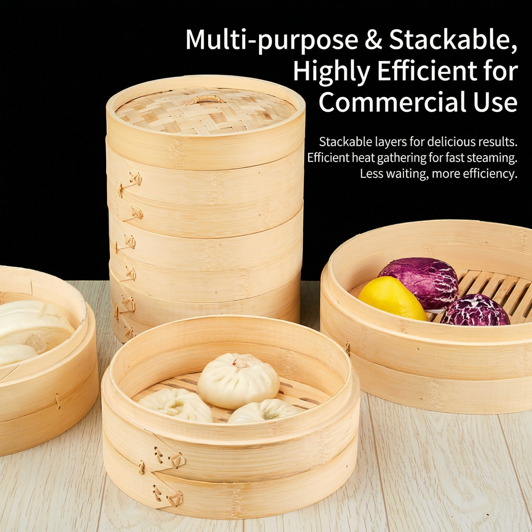 Natural Bamboo Steamer Basket - Handmade Healthy Steamer for Dim Sum & Asian Food