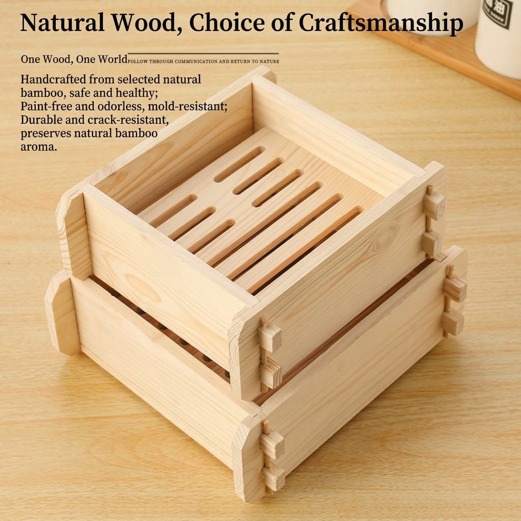 Natural Wood Steamer Tray for Dumplings & Buns