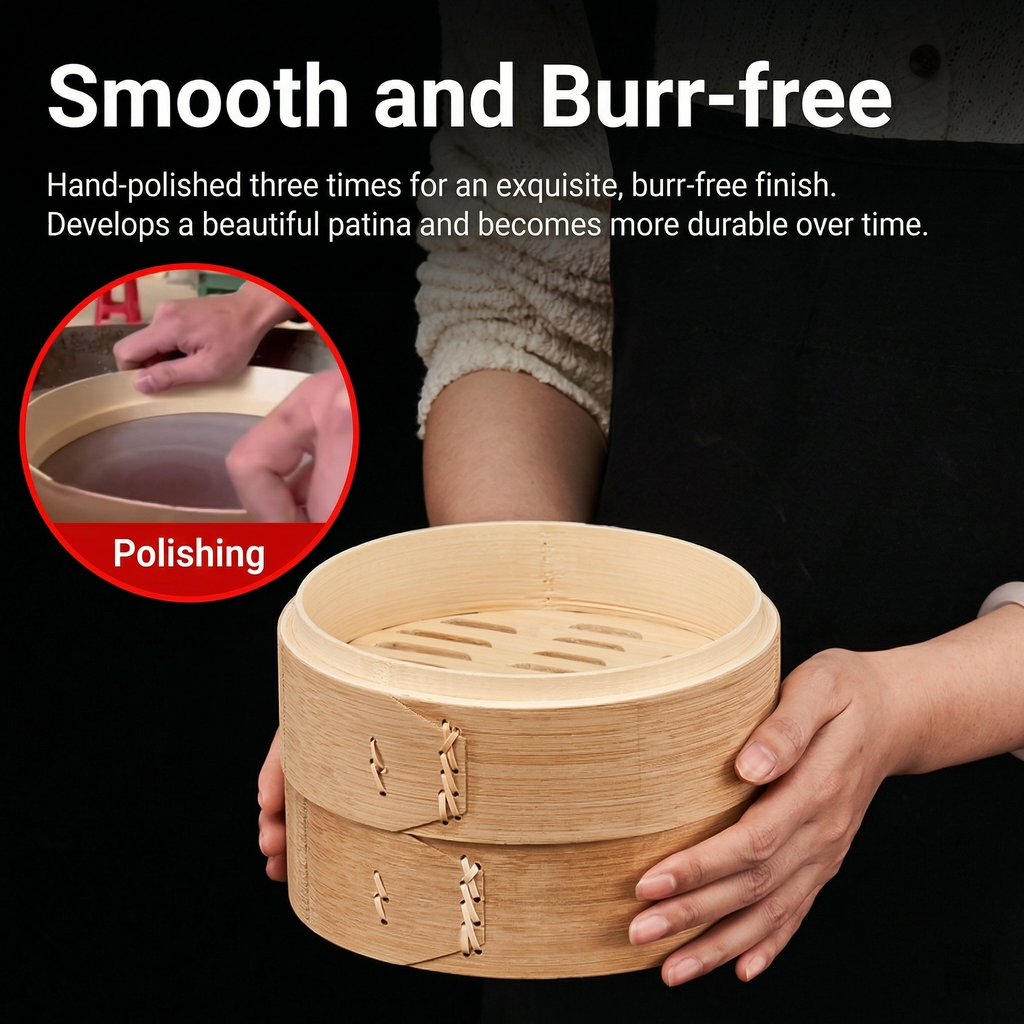Premium Carbonized Bamboo Steamer for Dumpling & Bao