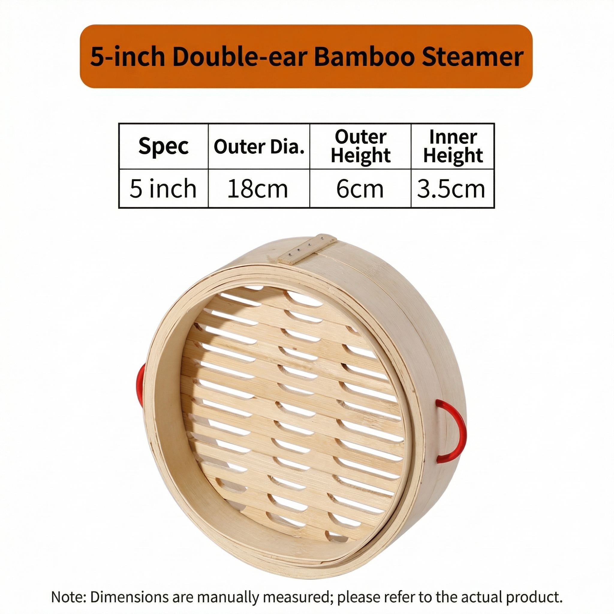 Natural Bamboo Steamer Double Handles-Healthy Steaming for Dumplings,Rice & More