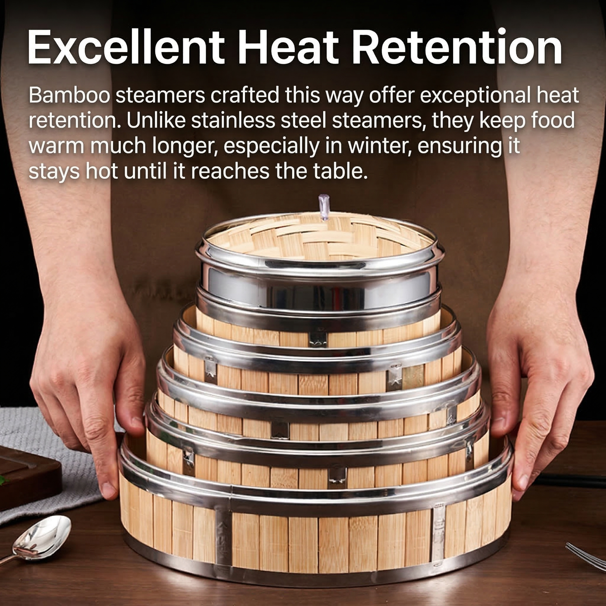 Natulal Bamboo Steamer Basket with Lid