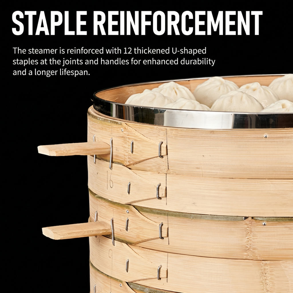 Premium Single Layer Bamboo Steamer Basket