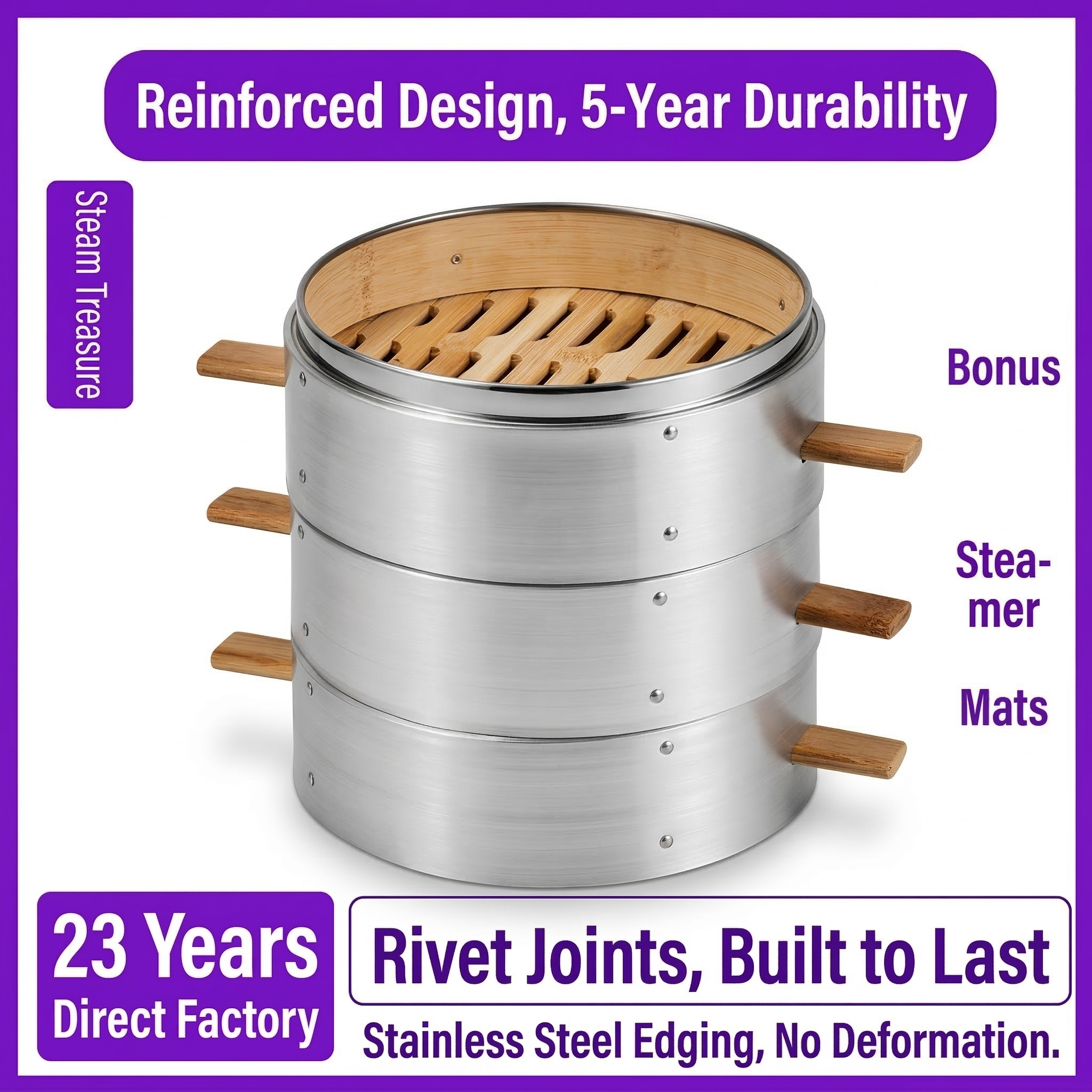 Small Aluminum Steamer Basket - No Handle Design
