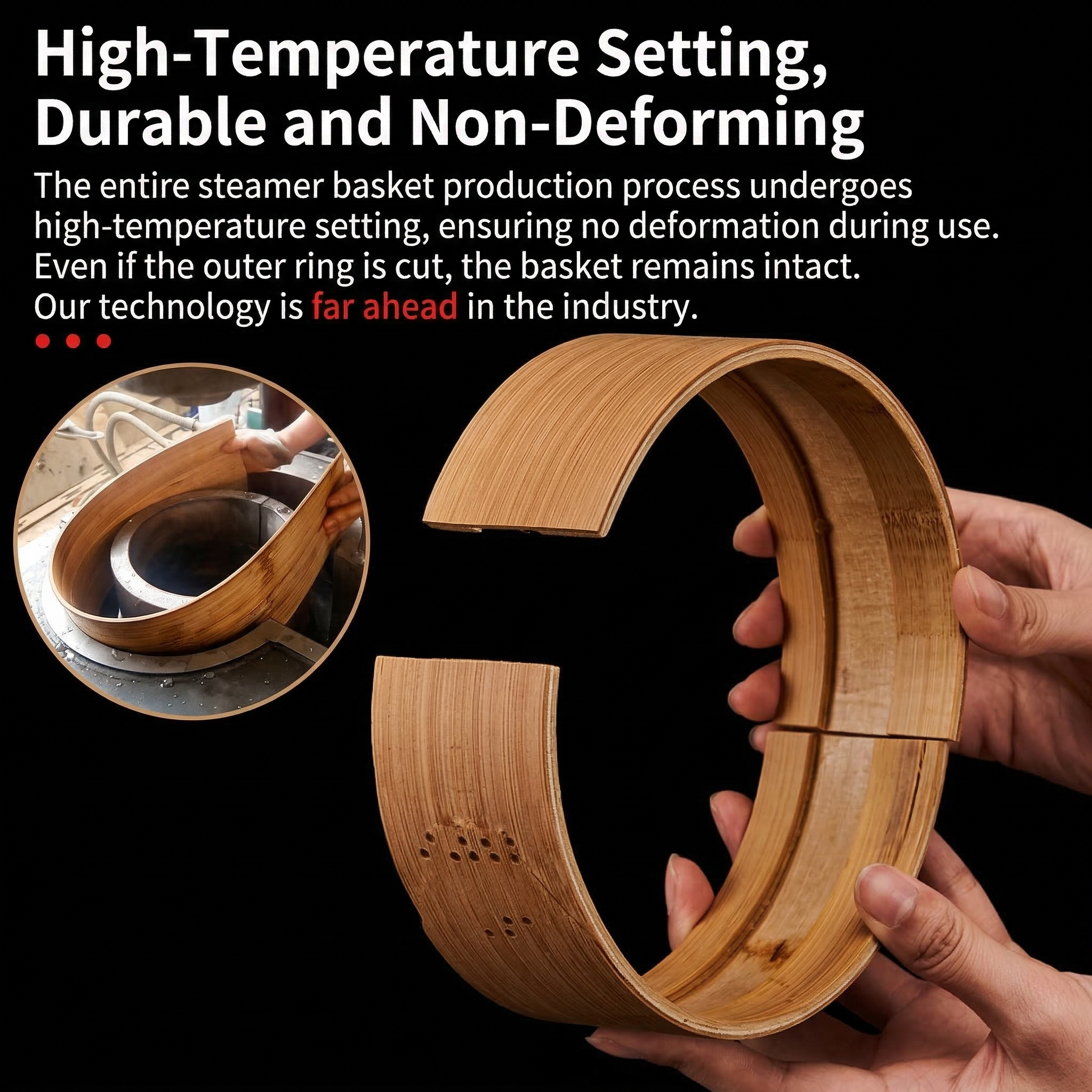 Durable Carbonized Bamboo Steamer with Name Tag