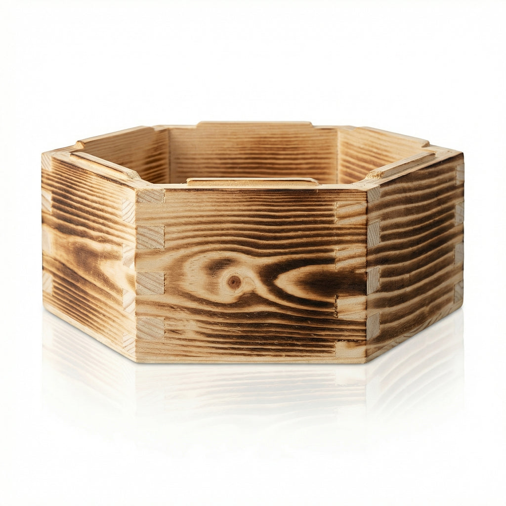 Rustic Hexagonal Carbonized Wooden Cage