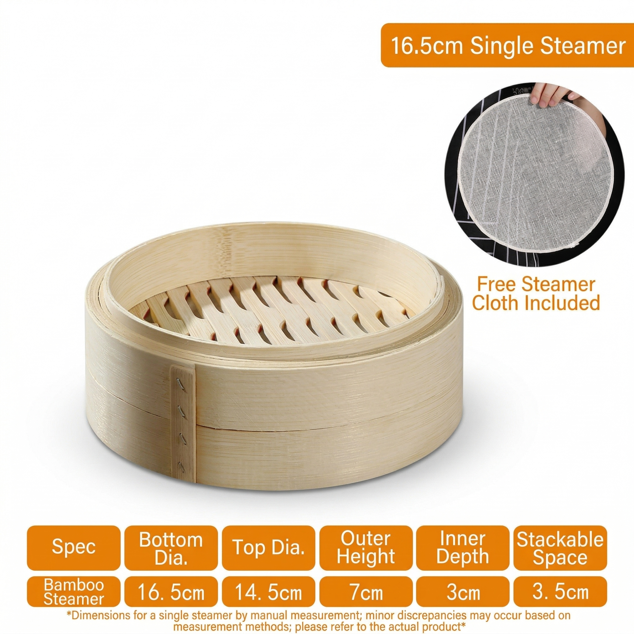 Handmade Bamboo Steamer Basket with Custom Logo Option