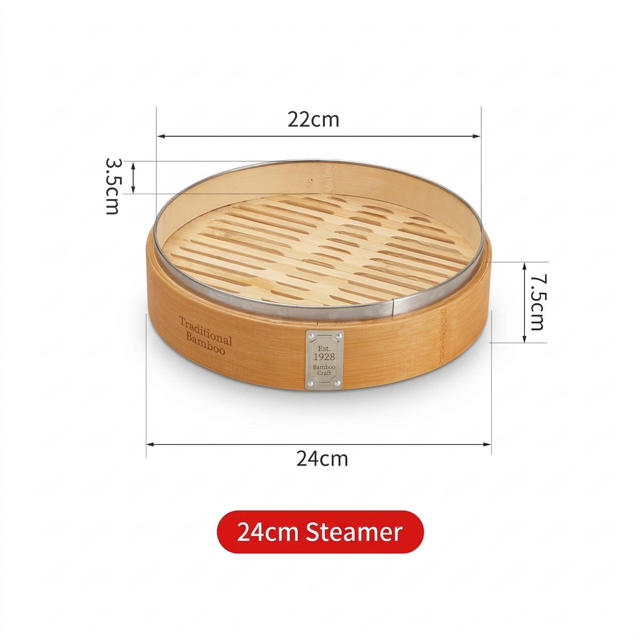 Durable Carbonized Bamboo Steamer with Name Tag
