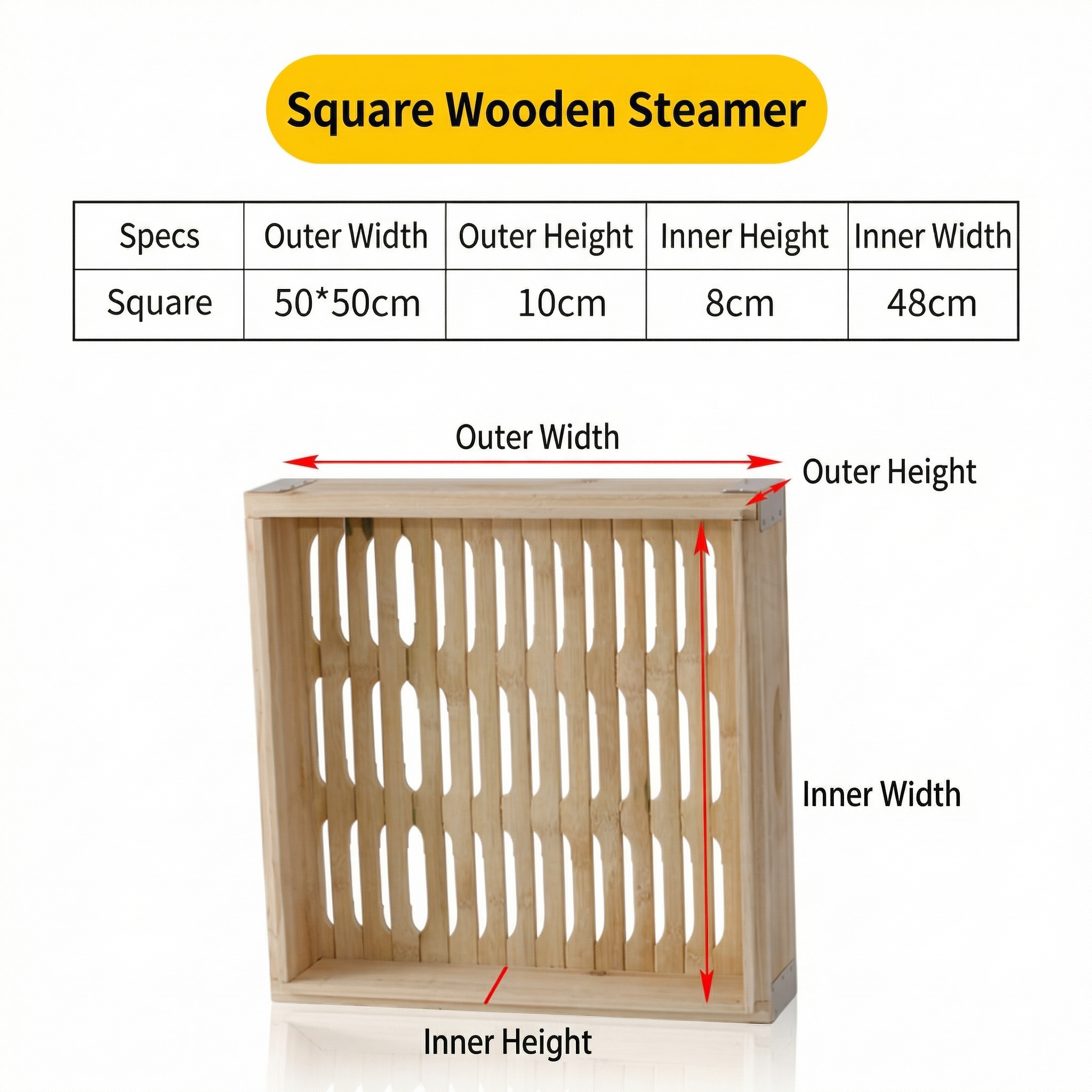 Large Square Wooden Dim Sum Steamer for Restaurant