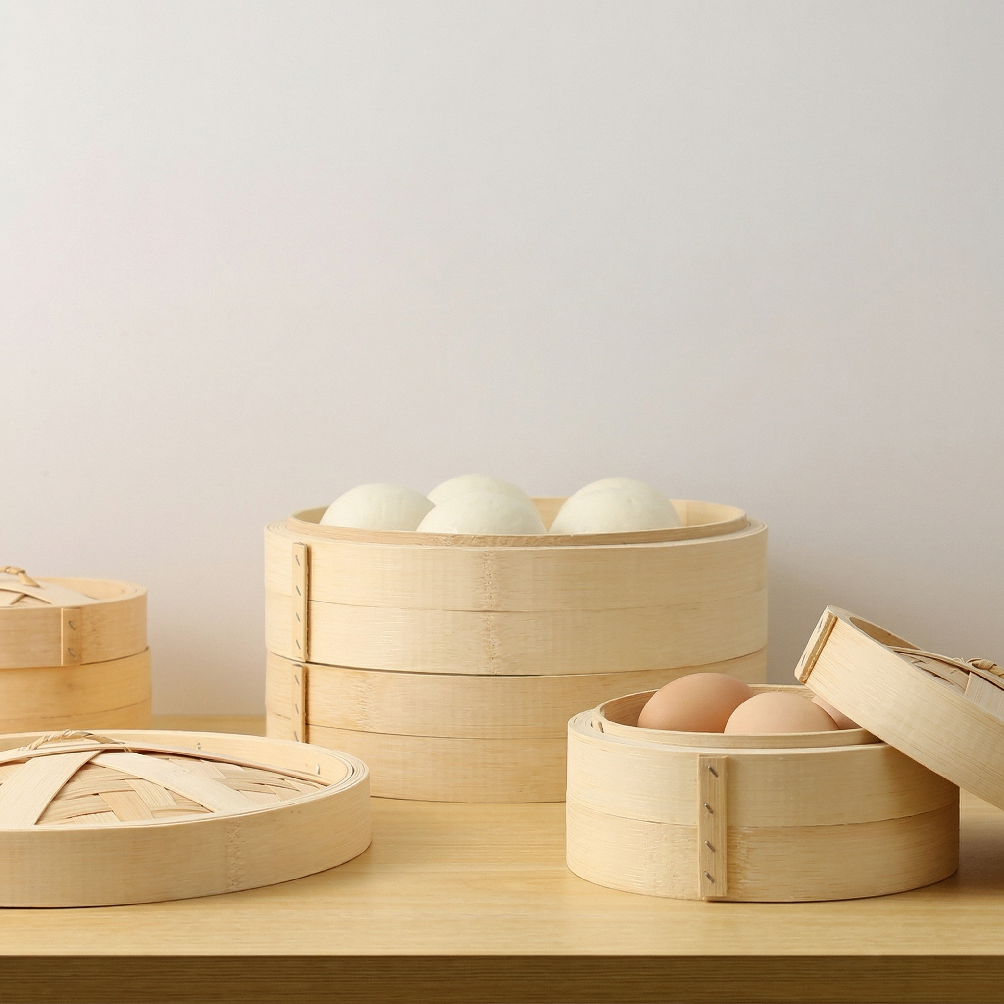 Handmade Bamboo Steamer Basket with Custom Logo Option