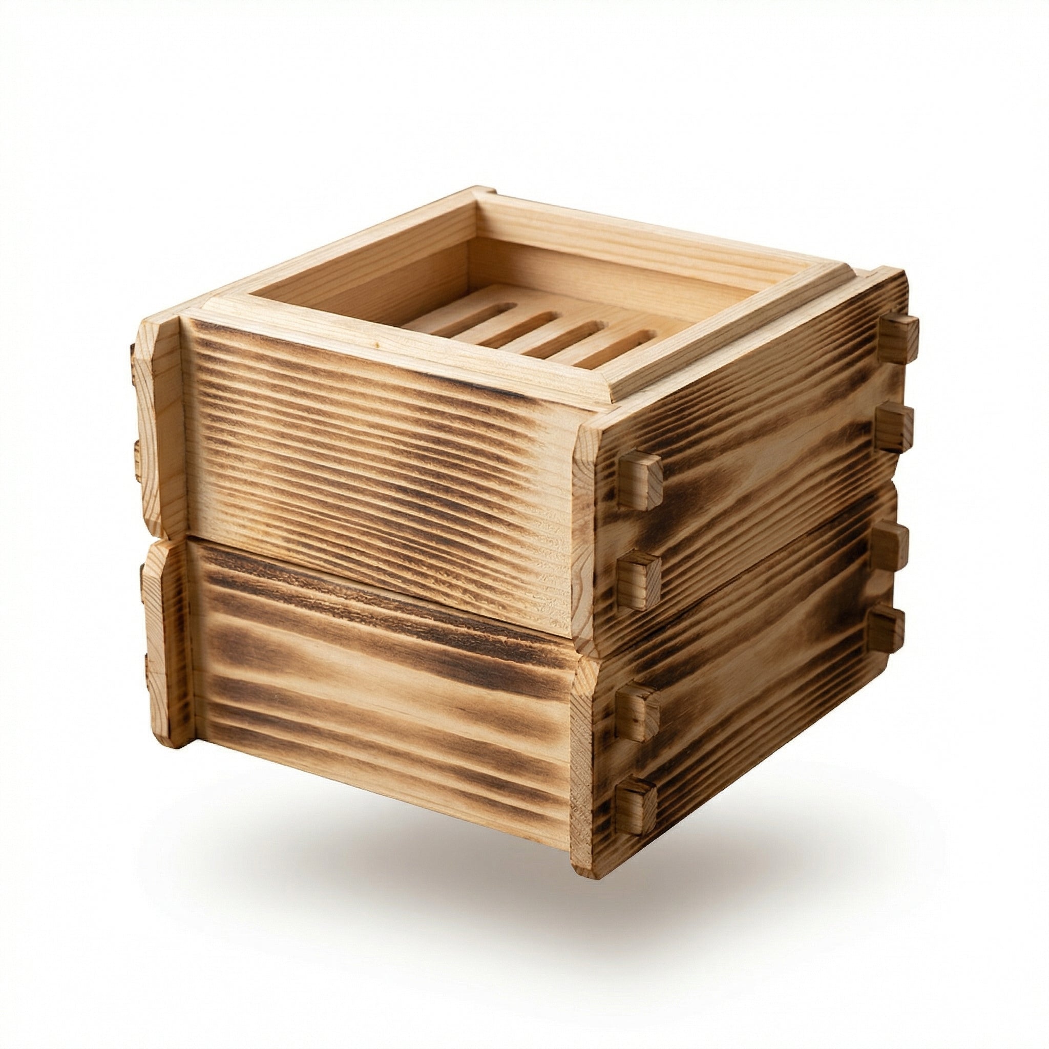 Tall Version Carbonized Wood Square Cage