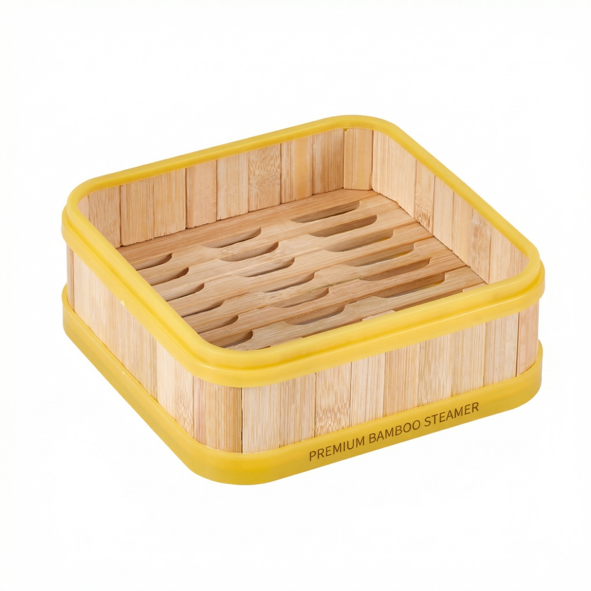 Authentic Chinese Square Bamboo Steamer with Plastic Border