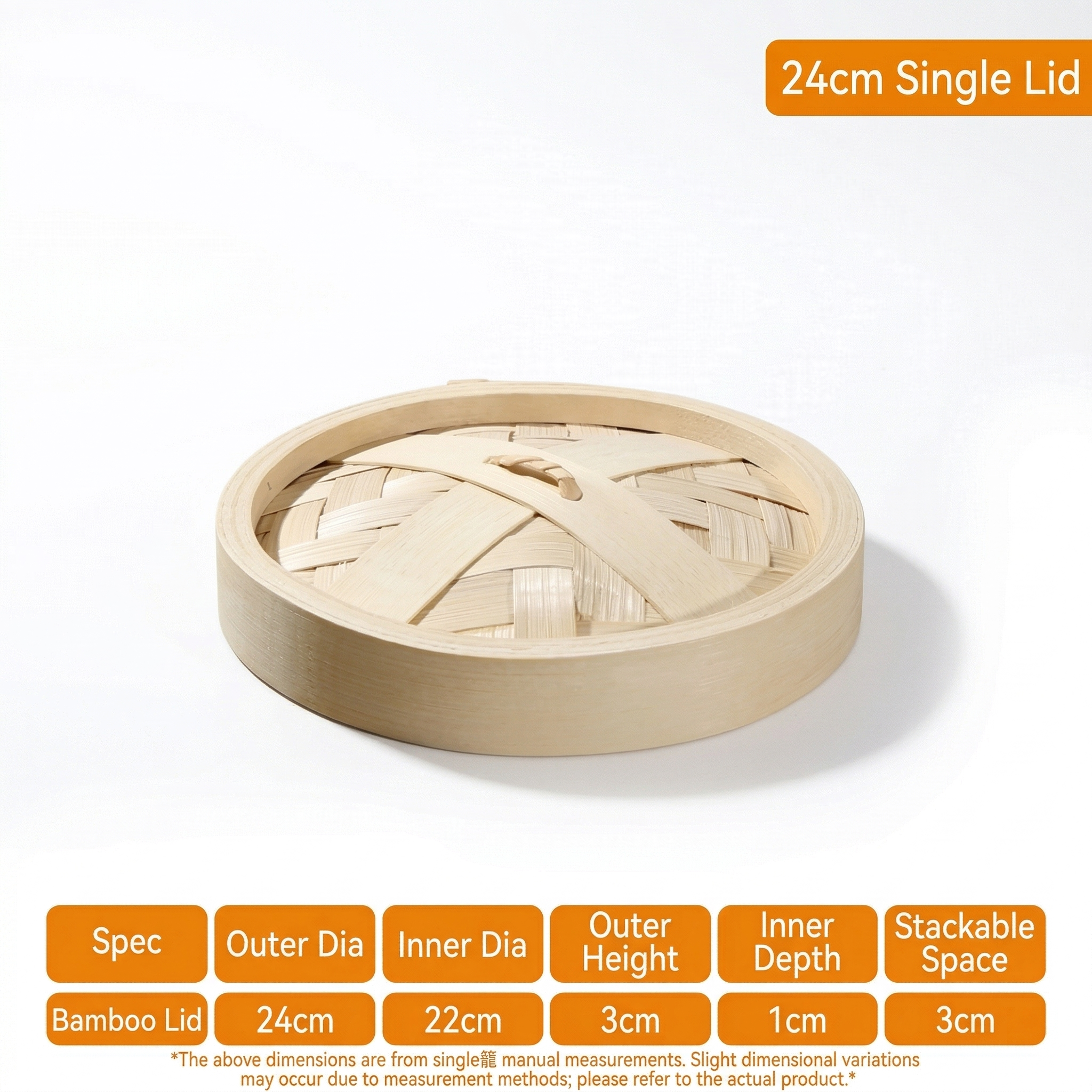 Natural Bamboo Steamer Double Handles-Healthy Steaming for Dumplings,Rice & More