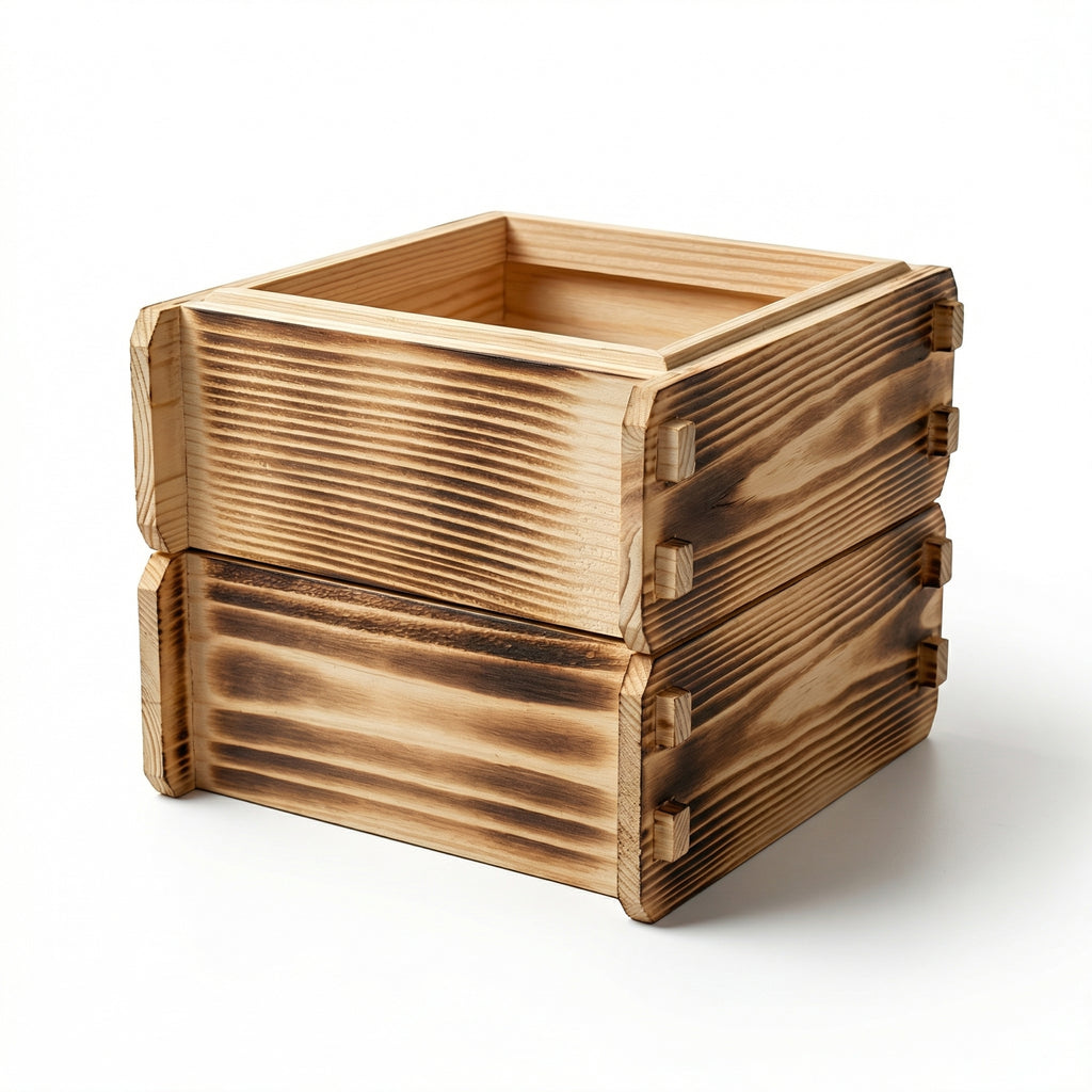 Tall Version Carbonized Wood Square Cage