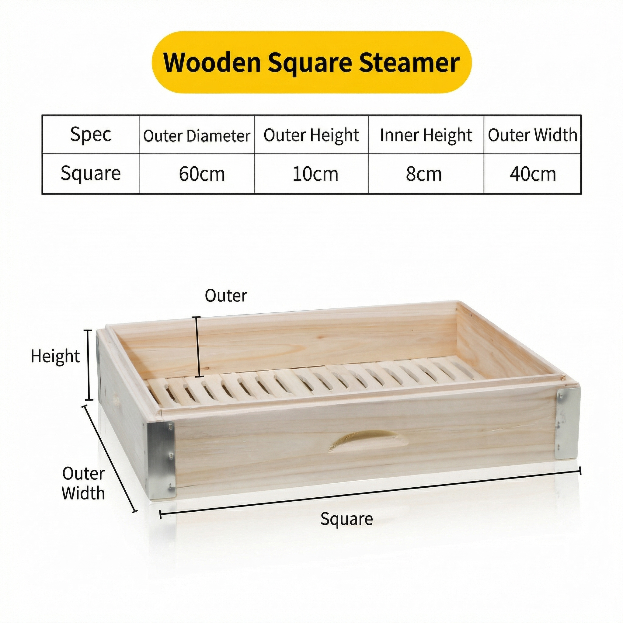 Large Square Wooden Dim Sum Steamer for Restaurant