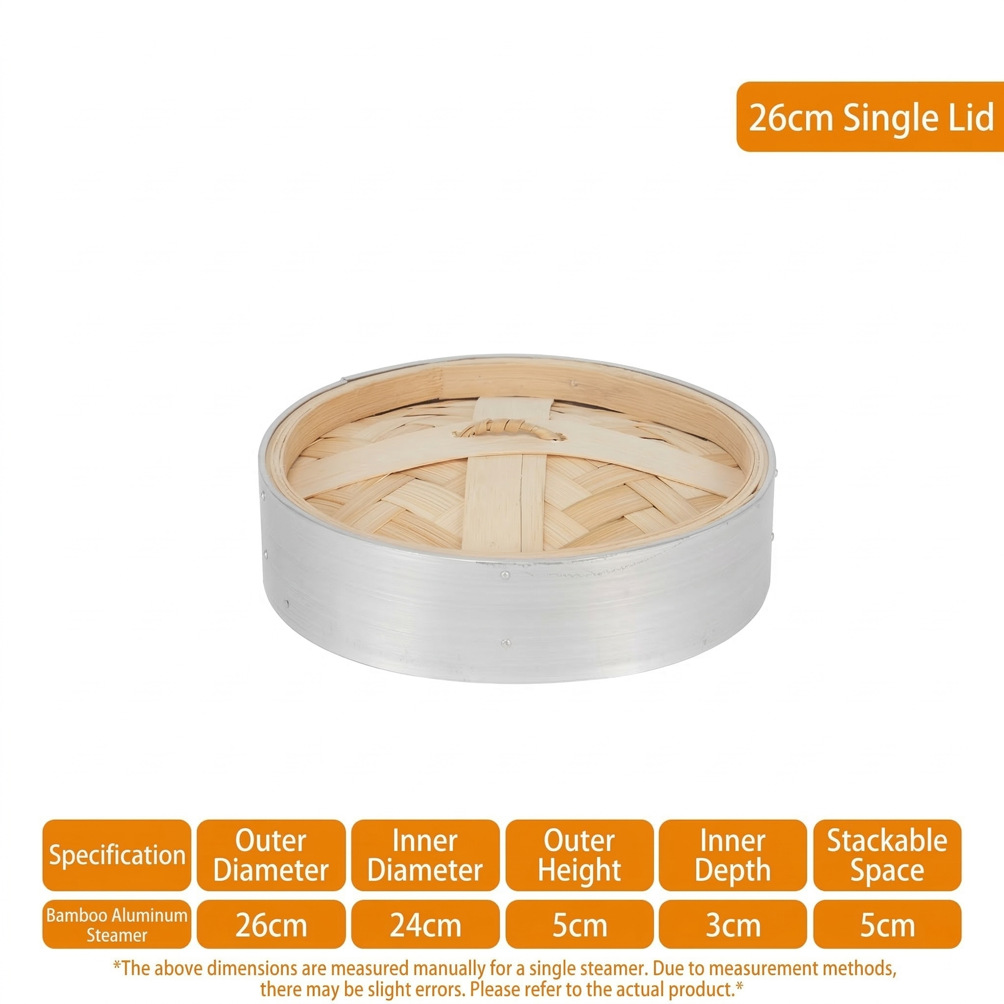Premium Red Handle Bamboo Steamer-5-Year Durability Aluminum Reinforced Steam Cage