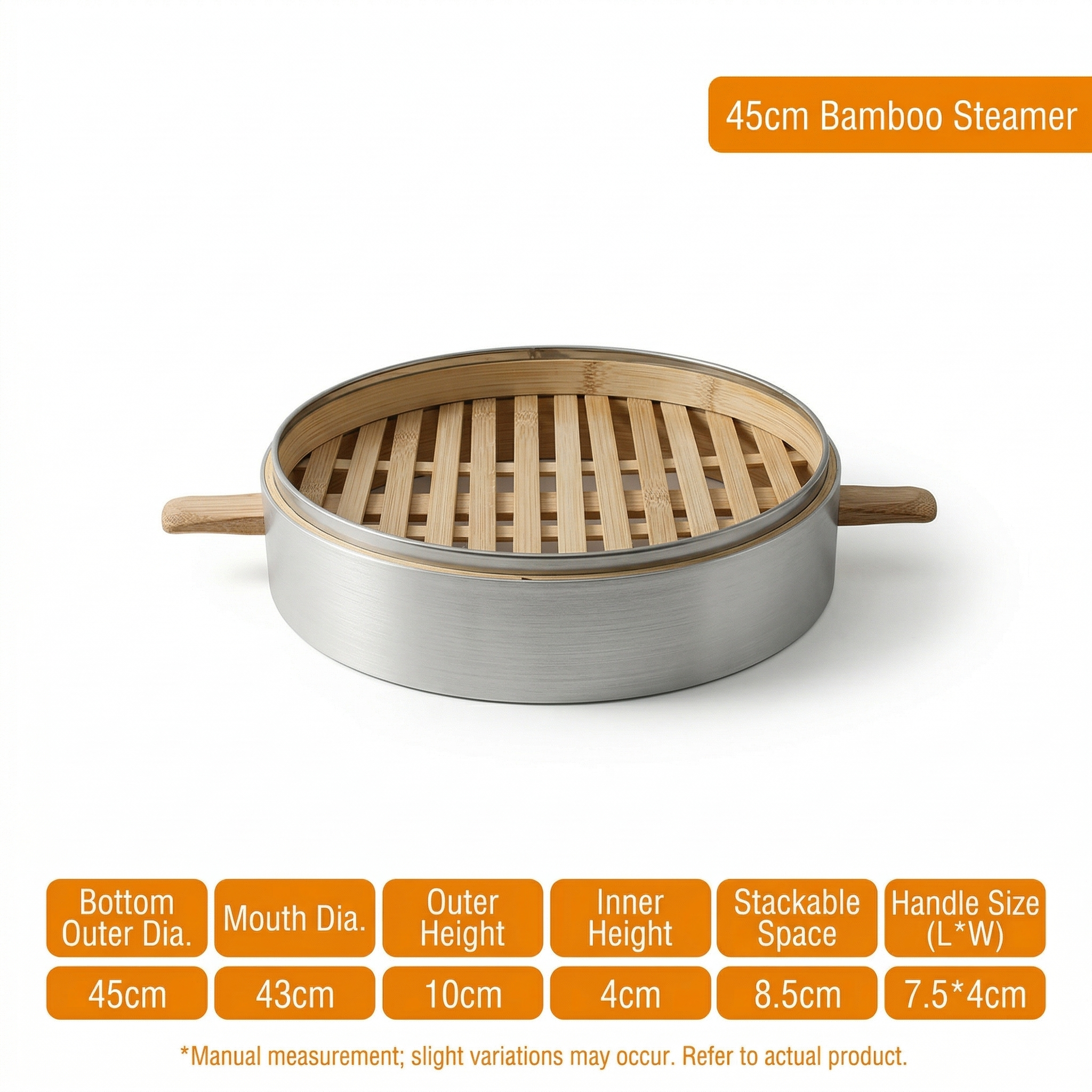 Large Aluminum Bamboo Steamer-Commercial Grade for Home & Restaurant